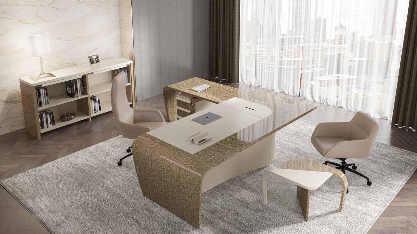 Γραφείο design Mithos της Codutti σε γωνιακή λήψη