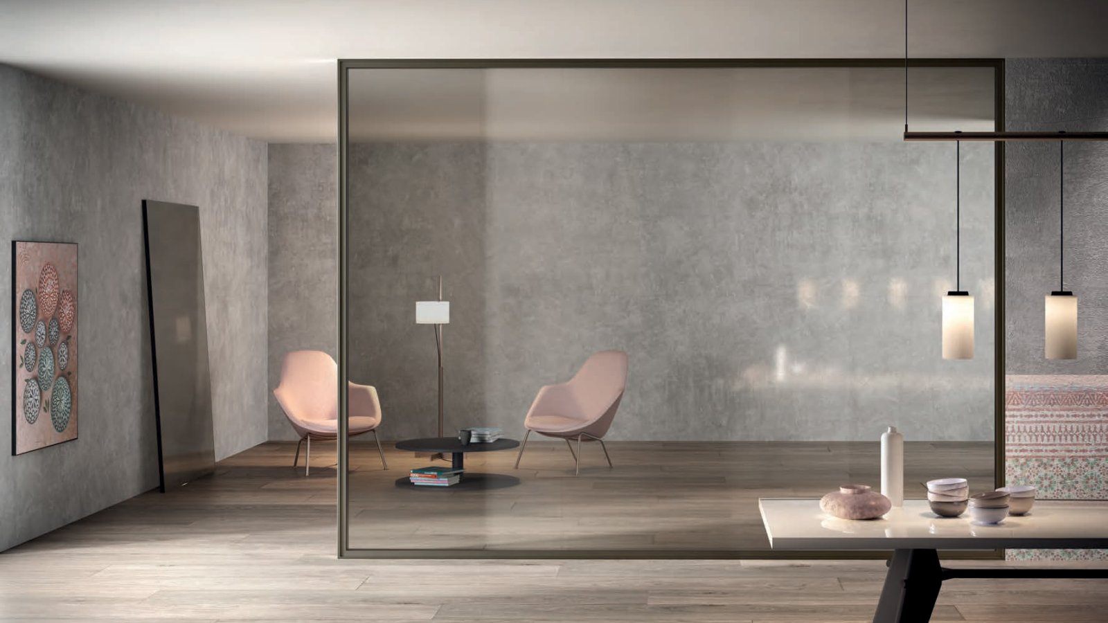 Γυάλινα χωρίσματα γραφείου Simple Bold της Luconi