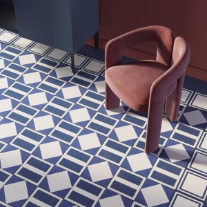 Μοτίβο Square Blue της συλλογής Mattonelle Margherita σε γρανιτοπλακάκι Mutina