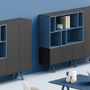 Bench έξι θέσεων από το πρόγραμμα Lay με λευκό φωτιστικό MDF