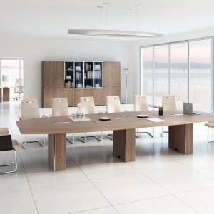 Ελλειπτικό τραπέζι συνεδριάσεων Attiva για 18 άτομα σε πλαϊνά-κολόνες