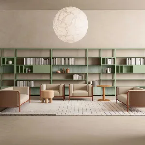 Τοίχος από μονάδες Line System σε χώρο coworking