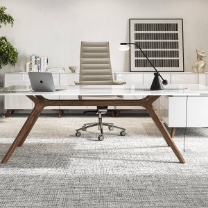 Γραφείο design DR της Frezza με λευκό λακαρισμένο σκελετό από μασίφ ξύλο