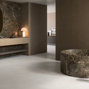 Ομάδα νιπτήρα Flora σε φινίρισμα Brushed Steel Look PVD, μπροστινή όψη