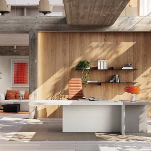 Γραφείο διεύθυνσης Mux70 της Frezza σε σκούρα καρυδιά