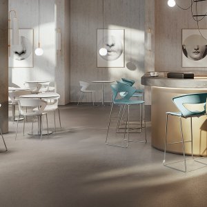 Στρογγυλή κυρτή βάση με αέριο στην καρέκλα Kicca, σε μαύρο χρώμα