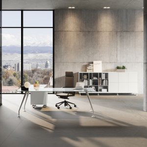 Γραφείο design Énosi του Nikolas Chachamis σε φωτεινό διευθυντικό χώρο, Αθήνα