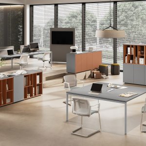 Τραπέζι συσκέψεων Sigma με πόδια γέφυρας και αμφίπλευρο top access