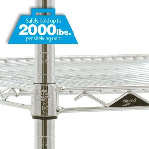 Ράφι από χρωμέ ατσαλόσυρμα Super Erecta της Metro με ρυθμιζόμενα επίπεδα