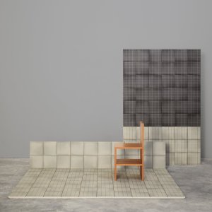 Πλακάκια Aurore Charcoal και Light Blue Grid L σε αντίθεση