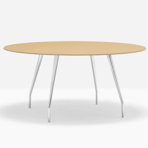 Το στρογγυλό τραπέζι Rizz διαμέτρου 159 cm με επιφάνεια από συσσωμάτωμα μαρμάρου