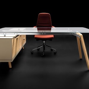 Ένθετο δέρματος με εμφανή ραφή στο γραφείο Rail
