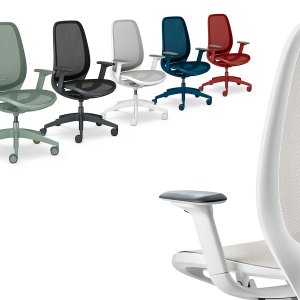 se:air Sedus πράσινο φασκόμηλου από το πλάι με μπράτσα 4D και βάση στο ίδιο χρώμα