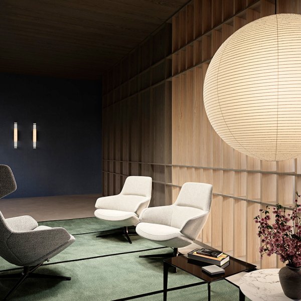 Lounge γραφείου με πολυθρόνες και καθίσματα design Arper
